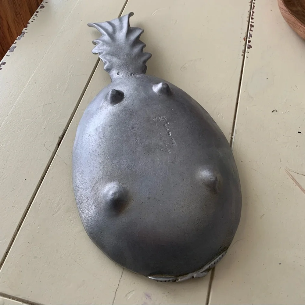 Metal Pineapple Footed Tray Bruce Fox Design Wilton Columbia USA Serving Fruit